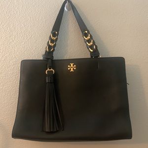 Tory Burch Black Leather Shoulder Tote